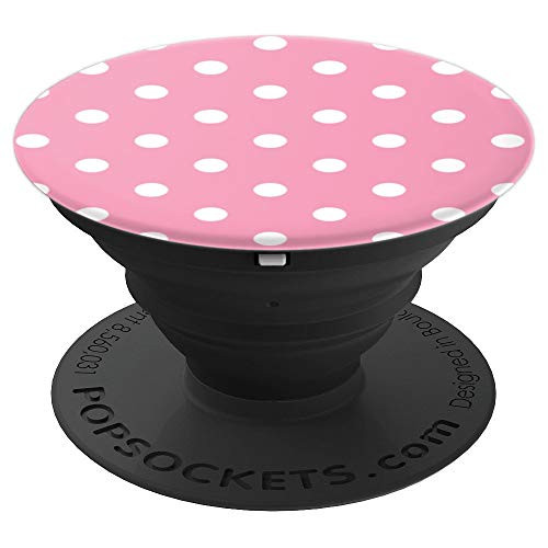 Classic White on Pink Polka Dot Design Girls Women - PopSockets Grip and Stand for Phones and Tablets