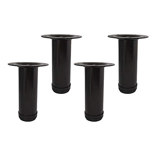 QLLY 6 inch Adjustable Tall Metal Desk Legs, Office Table Furniture Leg Set, Set of 4 (6 inch, Black)