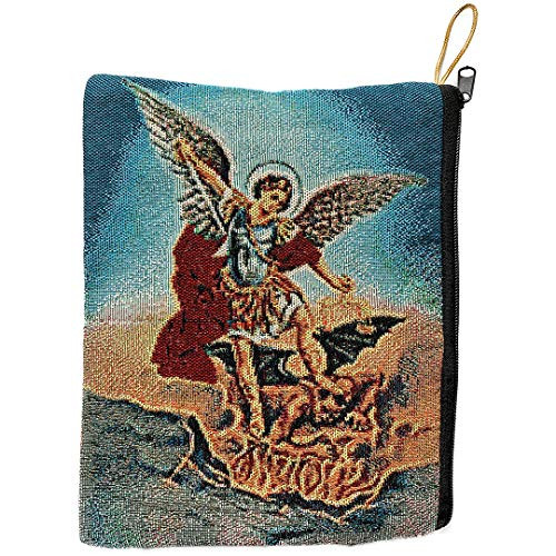 Religious Gifts Catholic Rosary Tapestry Pouch Archangel Michael Keepsake Case