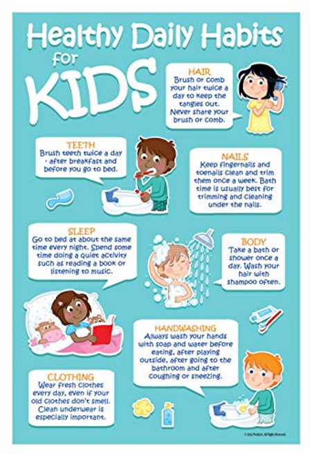 Kids 7 Healthy Habits Poster - 12 x 18 in. - Laminated