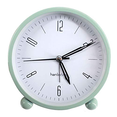 Sherry Nightlight Alarm Clock 4" Round Silent Alarm Clock Bedside Desk Non-Ticking Travel Clock Battery Operated Green Sherry Nightlight Alarm Clock 4" Round Silent Alarm Clock Bedside Desk Non-Ticking Travel Clock Battery Operated Green
