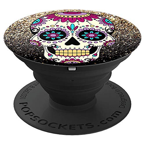 Sugar Skull Mandala Flower Gold Bling Pop Phone Socket Grip - PopSockets Grip and Stand for Phones and Tablets
