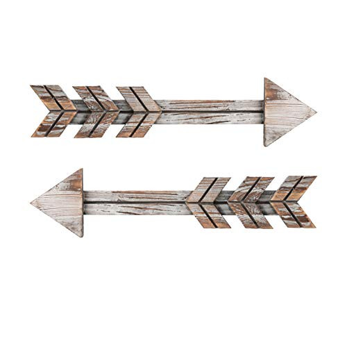 Soonow Wooden Arrow Wall Decor - Rustic Wood Arrow Sign, Set of 2, Vintage White