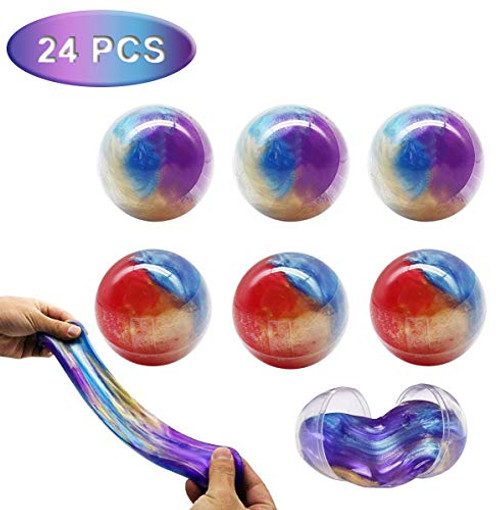 24 Packs Party Favor Galaxy Putty Slime Balls - Kids Party Favors of Colorful Putty - Halloween Trick Or Treat Bag Fillers - Goody Bag Fillers