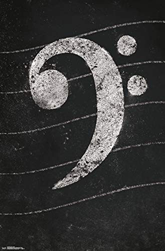 Trends International Bass Clef-Chalk Clip Wall Poster, 22.375" x 34", Poster & Clip Bundle