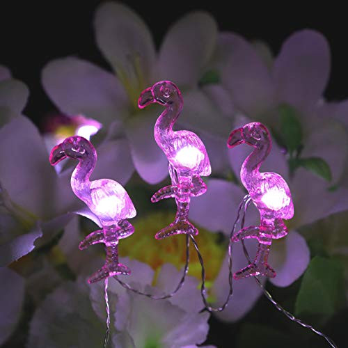 WSgift Cute Pink Flamingo String Lights, 18.7 Ft 40 LED USB Plug-in Copper Wire Flamingo Fairy LED Lights for Various Decoration Projects (Warm White, Remote Control with Timer)