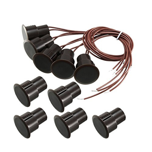 uxcell 5pcs RC-36 NC Recessed Wired Security Window Door Contact Sensor Alarm Magnetic Reed Switch Brown