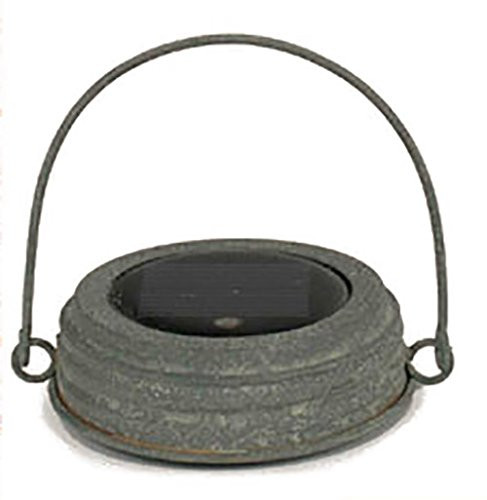 Colonial Tin Mason Jar Lid - 1 Solar Powered Light HANGING Galvanized Barn Roof