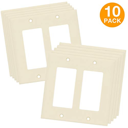 ENERLITES Decorator Light Switch or Receptacle Outlet Wall Plate, Size 2-Gang 4.50" x 4.57", Unbreakable Polycarbonate Thermoplastic, UL Listed, 8832-LA-10PCS, Light Almond (10 Pack)