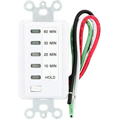 Westek TMDCD60 Hardwire Indoor Countdown 6-Setting Wall Switch Timer, White