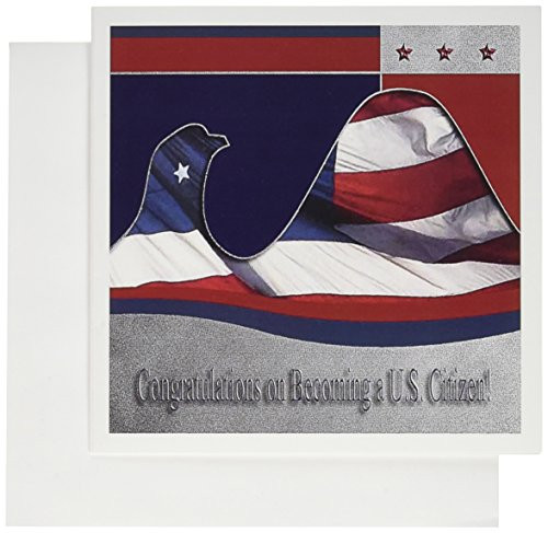 3dRose Congratulations on Becoming a U.S. Citizen, Flag Eagle - Greeting Cards, 6 x 6 inches, set of 6 (gc_40424_1)