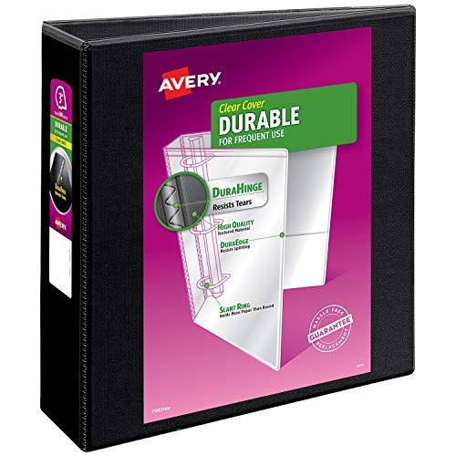 Avery 3" Durable View 3 Ring Binder, Slant Ring, Holds 8.5" x 11" Paper, 1 Black Binder (17041)