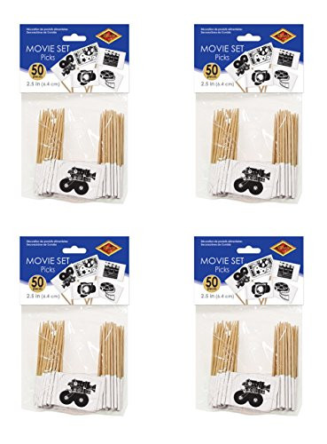 Beistle S60085AZ4 Movie Set Picks 2.5" (Black/White), Pack of 200