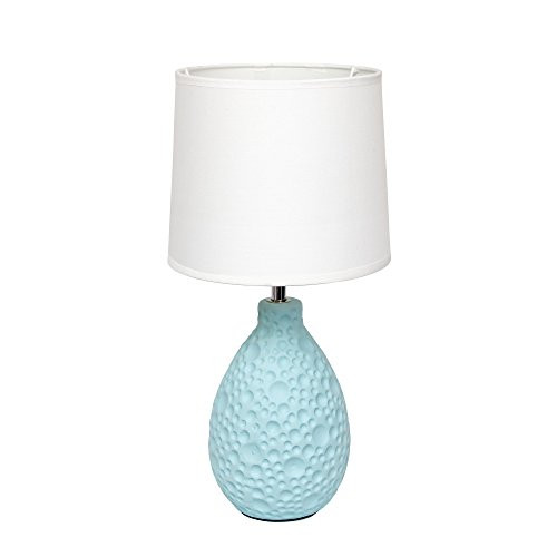 Simple Designs LT2003-BLU Texturized Stucco Ceramic Oval Table Lamp, Blue