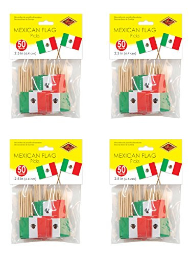 Beistle S60112AZ4 Mexican Flag Picks, Red/White/Green