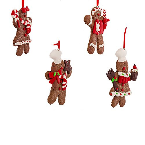 Kurt Adler 4-Inch Claydough Gingerbread Ornament, Set of 4