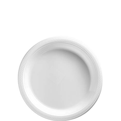 Childrens-Party-Plates, 50 Pieces, Made from Plastic, Frosty White, 7" by Amscan