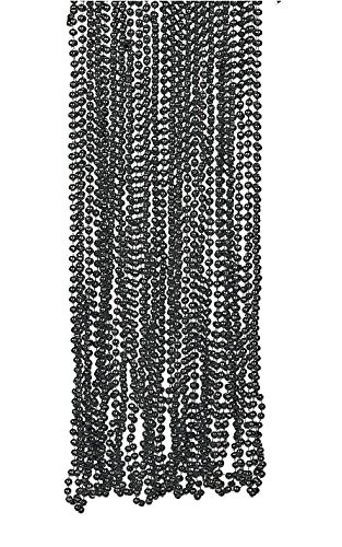 Fun Express Glossy Finish Black Beads Necklace (4 Dozen) - Bulk