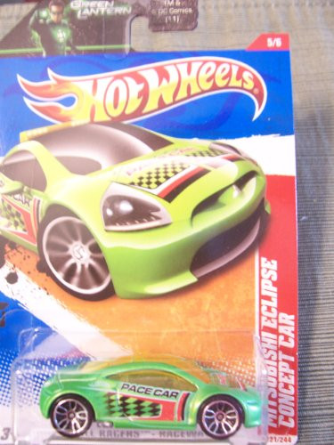 Hot Wheels 2011 Thrill Racers Raceway Mitsubishi Eclipse Concept Car on Green Lantern Card