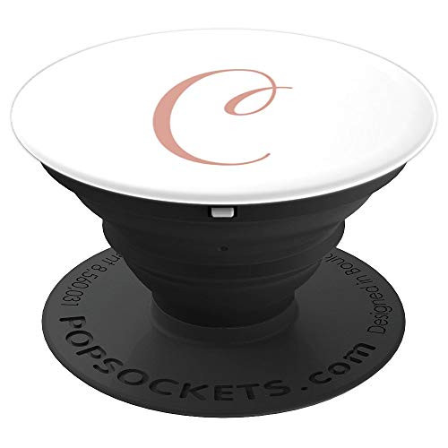 C Initial Monogram Blush Pink and White Capital Letter - PopSockets Grip and Stand for Phones and Tablets