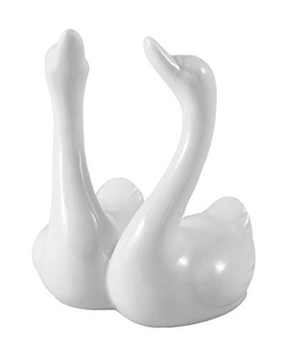 Creative Co-op Elegant Swan Couple Ceramic Ring Holder