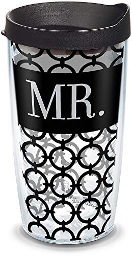 Tervis 1302785 Hallmark-Mr. Circle Pattern Insulated Tumbler with Wrap and Black Lid, 16 oz, Clear