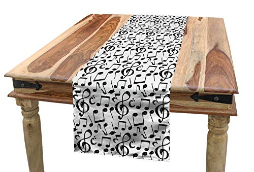 Ambesonne Music Table Runner, Sketchy Musical Notes and Melody Entertainment Fine Arts Theme Pattern, Dining Room Kitchen Rectangular Runner, 16" X 72", White Black Ambesonne Music Table Runner, Sketchy Musical Notes and Melody Entertainment Fine Arts Theme Pattern, Dining Room Kitchen Rectangular Runner, 16" X 72", White Black
