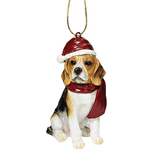 Design Toscano Beagle Holiday Dog Christmas Tree Ornament Xmas Decorations, 3 Inch, Full Color