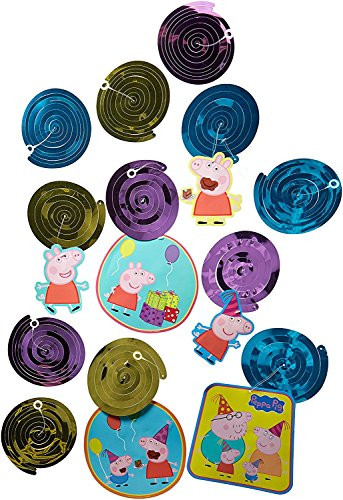 Amscan Peppa Pig Birthday Party Foil Swirl Decorations, Pack of 36