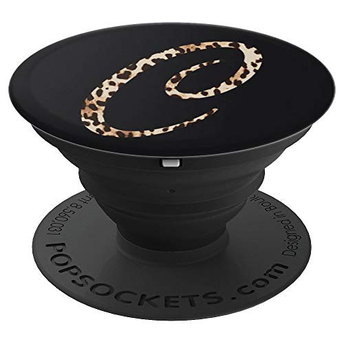 Leopard Print Monogram Letter C Art Script Initial Letter PopSockets Grip and Stand for Phones and Tablets