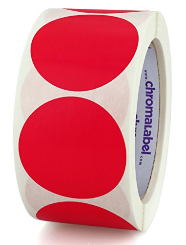 ChromaLabel 2 inch Removable Color-Code Dot Labels | 500/Roll (Red)