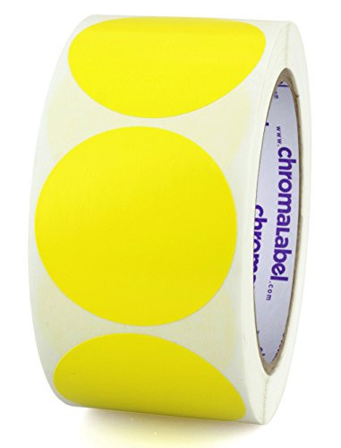 ChromaLabel 2 inch Removable Color-Code Dot Labels | 500/Roll (Yellow)