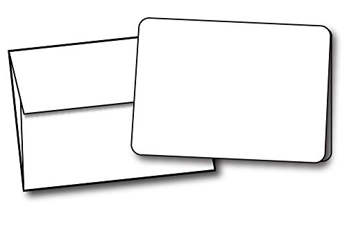 4 1/4" x 5 1/2" Heavyweight Blank White Greeting Card Sets - 40 Cards & Envelopes (Rounded Corners)