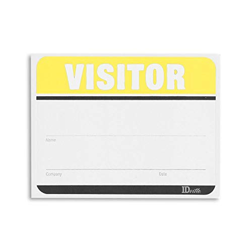 Visitor Name Badge Stickers - Adhesive Name Tags Fill in The Blank Visitor Labels - Yellow - 100 Pack