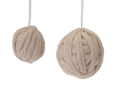 Melrose International Knit Ball Soft Cream 5 inch Yarn Fabric Christmas Figurine Ornaments Set of 2 Melrose International Knit Ball Soft Cream 5 inch Yarn Fabric Christmas Figurine Ornaments Set of 2