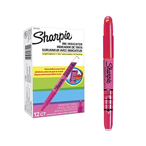 Sharpie Ink Indicator Stick Highlighters, Chisel Tip, Fluorescent Pink, 12 Count