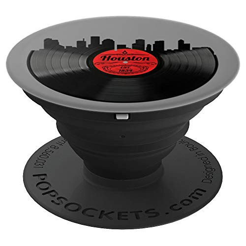 Vintage Houston PopSocket Grip City Skyline Vinyl Record Men - PopSockets Grip and Stand for Phones and Tablets