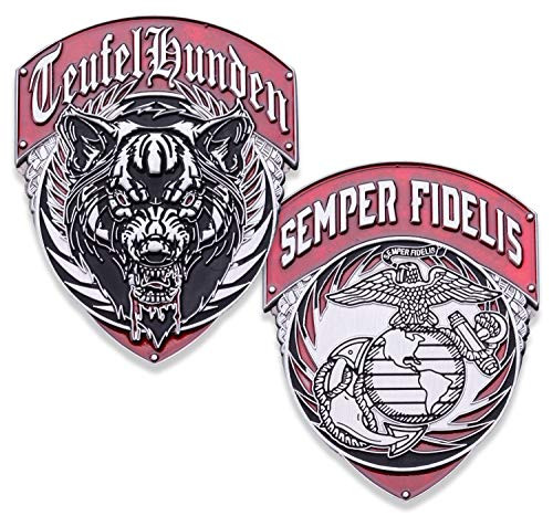 USMC Teufel Hunden Challenge Coin - US Marine Corps Military Coins - Designed by Marine Corps Veterans - Officially Licensed