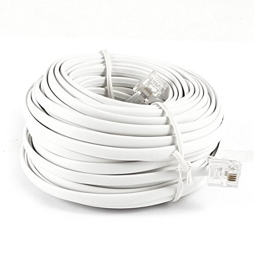 uxcell RJ11 6P4C Modular Telephone Extension Lead Cable Cord, 50-Feet, White