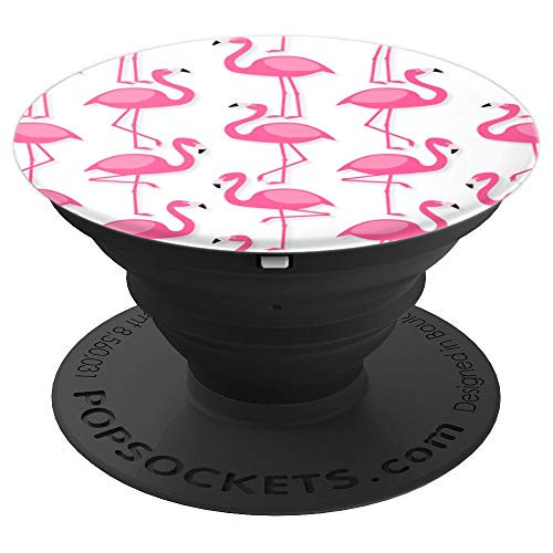 Pink Flamingo Flamenco Party White Background PopSockets Grip and Stand for Phones and Tablets