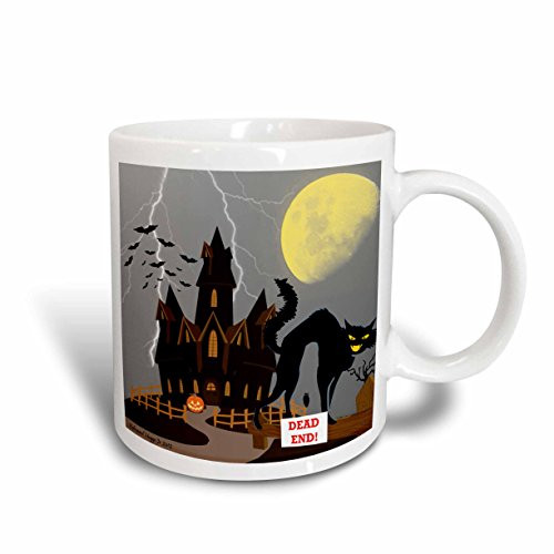 3dRose Haunted Halloween House Ceramic Mug, 15-Ounce