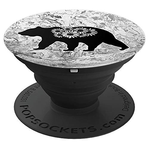 Black-White and Daisies for Mama-Bear PopSockets Grip and Stand for Phones and Tablets