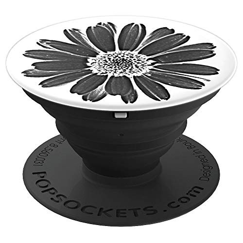 Black Flower on White Pop-Socket Beautiful Daisy Print Gift - PopSockets Grip and Stand for Phones and Tablets
