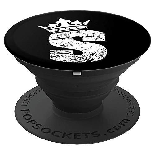 Monogram PopSocket-Initial Letter S And King Queen Crown - PopSockets Grip and Stand for Phones and Tablets
