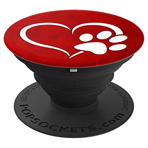 White Dog Paw Print Heart On Vintage Red PopSockets Grip and Stand for Phones and Tablets White Dog Paw Print Heart On Vintage Red PopSockets Grip and Stand for Phones and Tablets