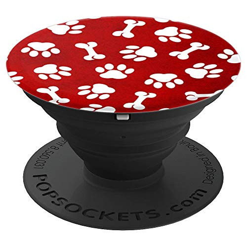 White Dog Paw Print Bones On Vintage Red PopSockets Grip and Stand for Phones and Tablets White Dog Paw Print Bones On Vintage Red PopSockets Grip and Stand for Phones and Tablets