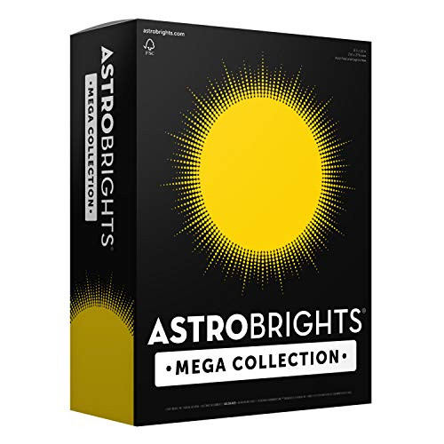 Astrobrights Mega Collection, 625 Sheets, Bright Yellow Colored Paper, 24 lb/89 gsm, 8 ½ x 11-MORE SHEETS! (91618)