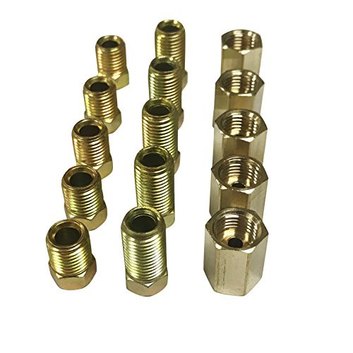 ASD Brake Line Fittings Assortment For 3/16" Tube (3/8" - 24 Thread, Inverted Flare) (Pack of 15-5 Short Nuts, 5 Long Nuts, 5 Unions)