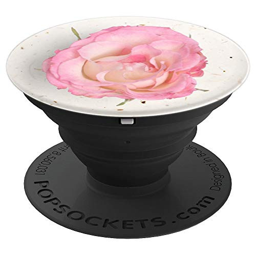 Pressed Paper Pink Rose Flower Botanical - PopSockets Grip and Stand for Phones and Tablets