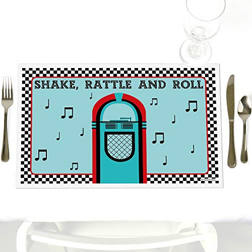 50's Sock Hop - Party Table Decorations - 1950s Rock N Roll Party Placemats - Set of 12 50's Sock Hop - Party Table Decorations - 1950s Rock N Roll Party Placemats - Set of 12